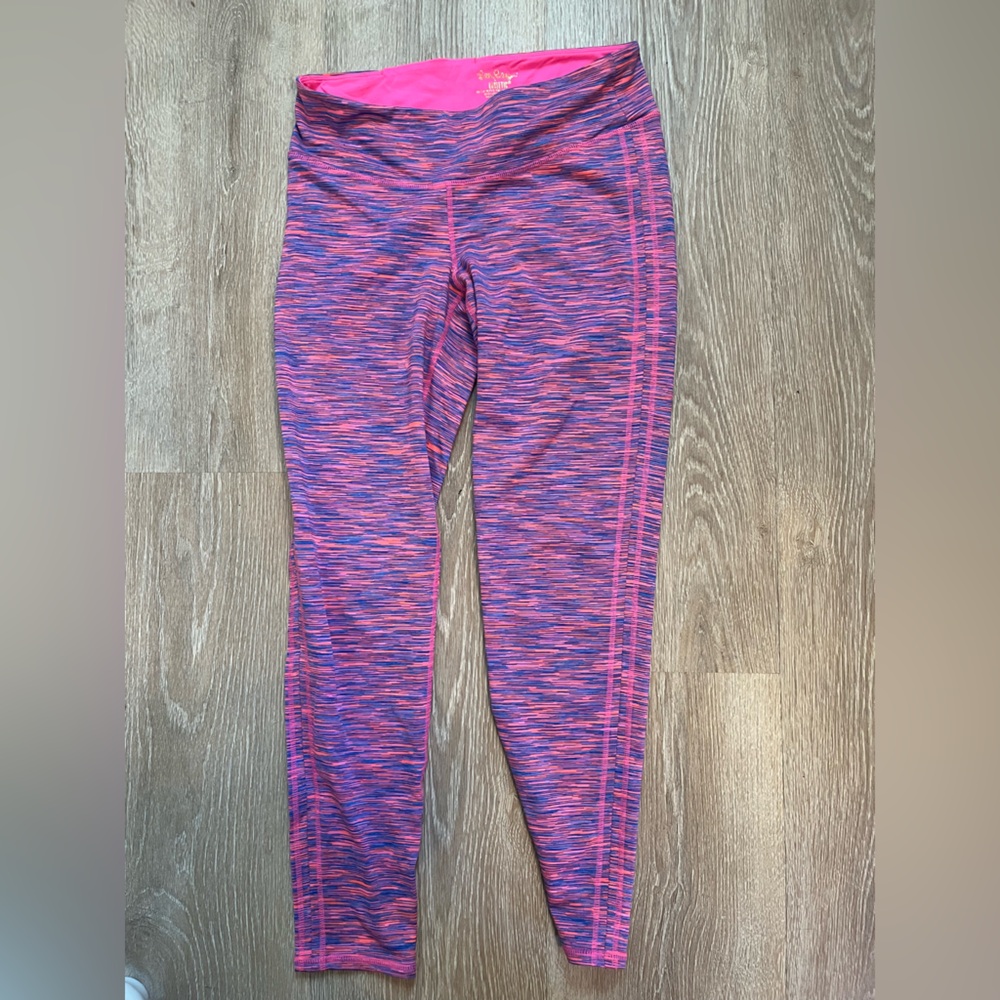 Lilly Pulitzer luxletic full length leggings pink seam size medium blue pink